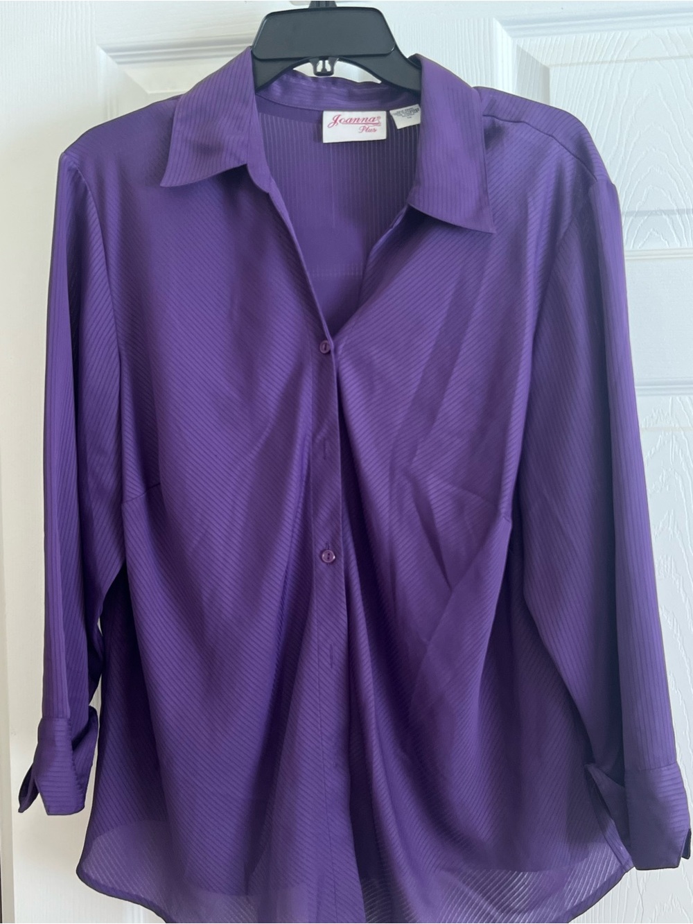 Janette Plus Purple Long-Sleeve Button-Up Blouse
